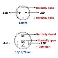 Shinechip étanche 5V 220V 12 16 19 22mm commutateurs à bouton-poussoir en métal 12V voiture verrouillage momentané fixe NC & PC fil alimentation