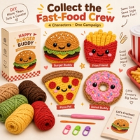 Kit de sous-verres mascotte Burger Coaster, kit de crochet pour débutants, cadeaux promotionnels pour restaurants, bars, cafés