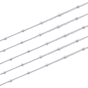 Stainless Steel Beaded <b>Chain</b> and Curb <b>Chain</b> With <b>Extended</b> - Product Image 2