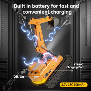 Excavatrice RC en métal à 4 canaux, mini-excavatrice télécommandée de bureau, <span class=keywords><strong>jouet</strong></span> télécommandé avec chargeur USB - Product Image 2