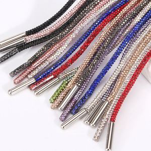 Custom Shiny Diamond Crystal Bling Rhinestones Shoelaces 80cm-160cm Colored Flat 100% Polyester 6mm Width Pair - Product Image 1