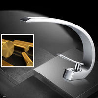 Grifo de Baño Moderno de Latón sin Plomo y Acero Inoxidable con Válvula de Cerámica, Monomando, Tipo Cascada