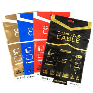 Tùy Chỉnh Rõ Ràng Cửa Sổ Dữ Liệu Cáp Đóng Gói Đứng Móc Áo Trường Hợp Điện Thoại Bao Bì Túi Pet Nhựa Cáp HDMI Với Dây Kéo Tai Nghe Sử Dụng - Product Image 3