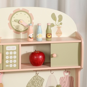 Cuisine en bois rose et verte personnalisable unisexe, ensemble de jeu éducatif DIY pour enfants, <span class=keywords><strong>mini</strong></span>-cuisine pour les enfants d'âge préscolaire - Product Image 5