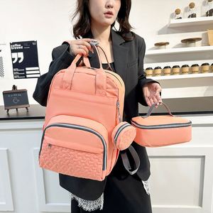 3Pcs Mommy <b>Backpack</b> Insulated Bag Set Simple Plain Color Baby Diaper <b>Backpack</b> Lightweight Maternity Bags - Product Image 1