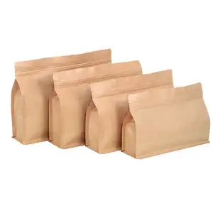 Breiter Kraftpapier-Snack-Verpackungs beutel Tee Recycelbare Lebensmittel box Stand Up Flat Bottom Pouch