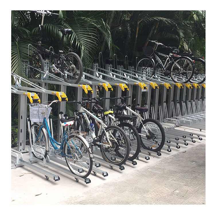 2021 Freestanding Powder Coated Commercial Customized Automatic Bike Rack Stand Parking Double Deck Bike Rack