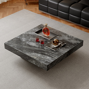 Tavolino da Caffè Rock Tea, Lusso Leggero e Minimalista, per Soggiorno, Piccolo, Quadrato, Personalizzabile in Fabbrica, Marrone, Tavolino da Caffè Compatto - Product Image 1