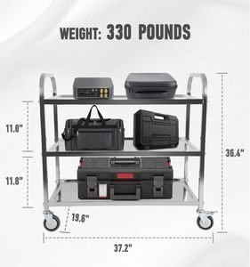 Có thể khóa bánh xe thép không gỉ ba lớp ăn giỏ hàng cho nhà bếp phòng thí nghiệm phòng khám Salon-330 lbs Công suất hình chữ nhật hình dạng - Product Image 2