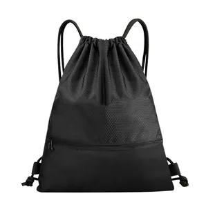 Custom Logo Printed Backpack Travel Bag Football lines Polyester Cotton Drawstring Bag with pocket