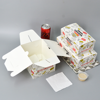 Récipient d'emballage en papier personnalisé pour fast-food Hamburger ondulé à emporter Kraft frites poulet frit rôti boîte avec poignée
