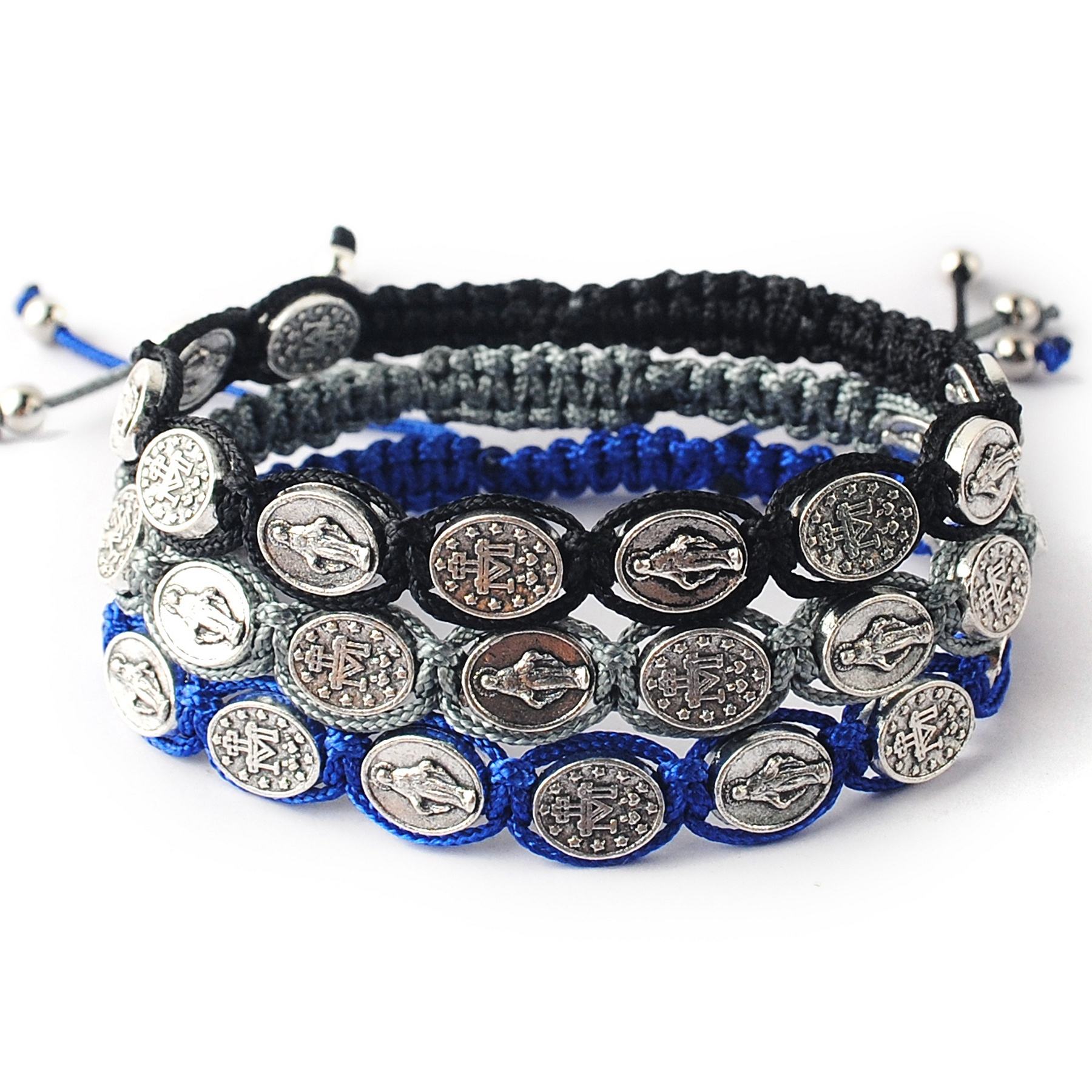 Virgin Mary Cord Catholic Rosary Bracelets for Women Men Catholic Gifts  Religious Jewelry Zinc Alloy Beaded Bracelets Round