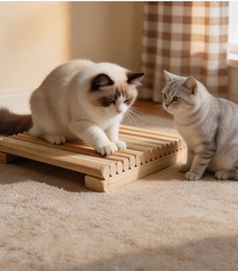 Natural Wooden <b>Cat</b> Scratcher Bed Slatted <b>Cat</b> Lounge Furniture Indoor Pet Rest <b>Platform</b> - Product Image 2