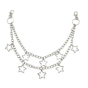 REWIN moda Punk çift katmanlı kadın gümüş Metal bağlantı yıldız Charm vücut zincir kemer bayanlar bel kot elbise için zincir kemer - Product Image 1