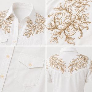 Western <b>Tops</b> For Women Floral Embroidered Short Sleeve <b>Cowgirl</b> Shirt Dual Pocket Rodeo Ranch Blouse Custom Embroidered Logo - Product Image 3