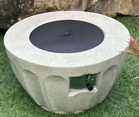Foyer à gaz rond flamme réglable, roches de lave, Table de foyer de Propane d'extérieur pour Patio jardin arrière-cour