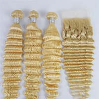 613 vague profonde miel blond vierge cheveux armure Bundle 28-30 pouces 1-3-4 Bundle offres étiré longueur 14 Extensions de cheveux humains