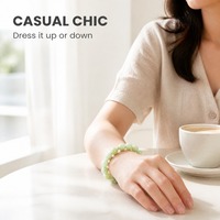 Bracelets pour hommes en jade naturel 100% - Couleurs fraîches d'été - Perles classiques extensibles - 10 mm - Vert clair - Cadeau d'anniversaire