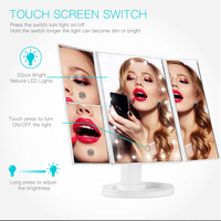 Loupe à écran tactile LED pliable et portable HD Miroir de maquillage carré rotatif à 180 degrés