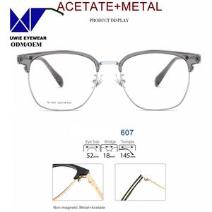 Taille 52-18-145 Monture professionnelle en acétate/métal |   Classique carré unisexe |   Convient aux entreprises |   Semi-cerclés |   Modèle UWIE607 <span class=keywords><strong>Gratuit</strong></span> - Product Image 3