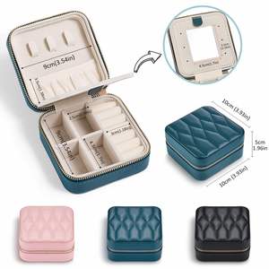 Organizador de joyero de viaje de cuero PU para anillo, pendiente, collar, regalo - Product Image 3