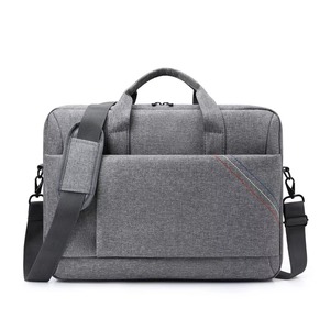 Sac pour ordinateur portable 15,6 pouces en tissu Oxford gris imperméable, personnalisé avec logo, motif géométrique, avec port USB antivol, unisexe, pour affaires, vente en gros - Product Image 2