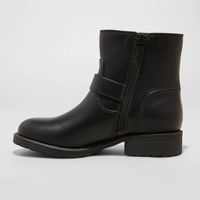 Bottines à boucle et fermeture éclair en cuir PU noir tendance 2026 pour femmes