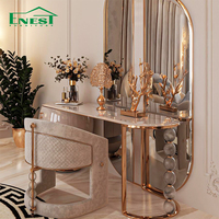 Ensemble de meubles de luxe italien moderne avec lit king size, revêtement en velours et tête de lit incurvée pour villa, maison, chambre à coucher