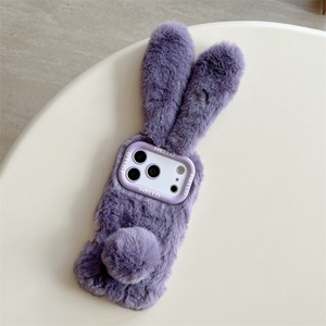 Funda de Teléfono de Felpa con Orejas de Conejo, Estilo Adorable, para iPhone 13 14 15 16 17 Pro Max, Funda de TPU Suave y Cálida para Invierno - Product Image 4