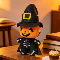 Ensemble de poupées en peluche d'Halloween : Squelette, Chauve-souris, Sorcière, Fantôme, Jack-o'-lantern – Série de mini jouets en peluche mignons et effrayants pour décoration de bureau et cadeau