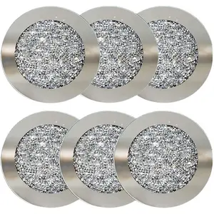 Moderne simple décoration en gros strass sous-verres verre miroir argent sous-verres