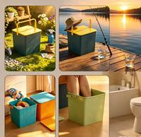 Boîte de rangement carrée en plastique épais avec couvercle, en matériau PP, idéale pour les jouets de jardin, la pêche et l'utilisation dans la salle de bain
