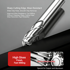 Fresa de extremo de aleación de acero de tungsteno de aluminio, vástago recto extendido de alto brillo de tres cuchillas de 55 grados ODM para control numérico CNC - Product Image 5