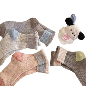 Women's Mid-Calf Socks Color Blocking Dot <b>Yarn</b> Thickened Warm Autumn Winter Korean Style Slouch Socks - Product Image 4