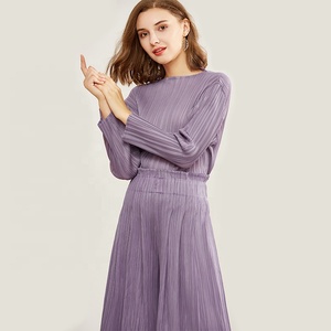 <span class=keywords><strong>Ropa</strong></span> Mujer 2020 Nuevo traje de pantalón de pierna ancha púrpura para otoño Conjunto de dos piezas para mujer - Product Image 6