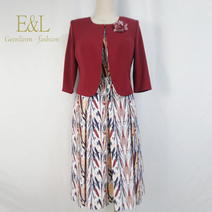 Uniforme de Iglesia, Traje de Vestir de Punto para Mujer, Talla Grande, Estampado, para Oficina - Product Image 4