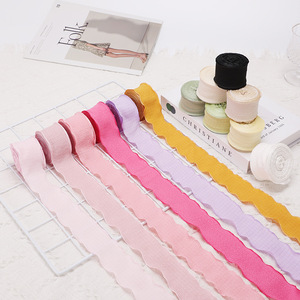 Cinta de Gasa con Volantes de 4 cm, Cinta de Lino con Borde Ondulado para Ramos del Día de la Madre y Decoración de Pasteles - Product Image 3
