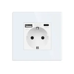 Bingoelec Eu Standaard Duitsland Socket Met 18W Type C Poort Usb Smart Snellader Stopcontact Stopcontact Stopcontact Stopcontact