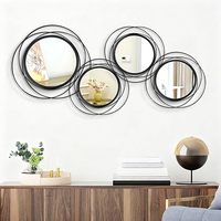 Vente flash - Ensemble de 4 miroirs muraux ronds encadrés - Miroir mural décoratif moderne pour salon, chambre, entrée, décoration intérieure