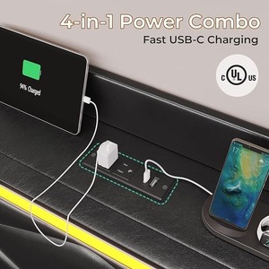 Nhà Máy Bán buôn Vua khung giường với lưu trữ ngăn kéo và đèn LED headbed Board rắn gỗ slat, không có mùa xuân yêu cầu - Product Image 4