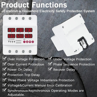 Stabilisateur de tension triphasé CA réglable avec affichage numérique, protection contre les surtensions/sous-tensions, relais de protection 50/60Hz, 63A/100A