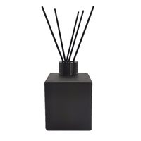 Diffuseur de parfum à bâtonnets vide, carré, en verre noir mat et or, pour huiles essentielles, avec bâtonnets noirs, pour remplissage DIY de parfum, 200ml/6.7oz