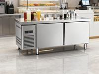 Banc de travail réfrigérant commercial pour restaurant, sous-comptoir, refroidissement direct, double température, congélateur plat, certification CE