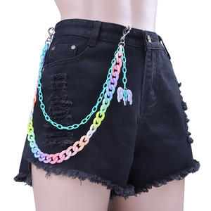 Cadena de Pantalón de Doble Capa de Acrílico a la Moda con Cierre de Corazón, Cadena de Cintura para Mujer, Accesorio de Uso Diario - Product Image 4