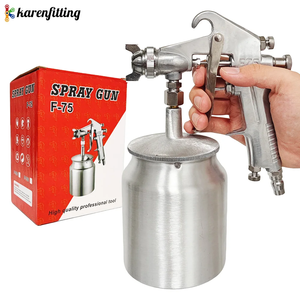Pistola de Pulverización F-75 Plateada con Boquilla de 1.5mm y Vaso, Pulverizador de Pintura Ajustable para Automóviles, Muebles y Piezas - Product Image 4