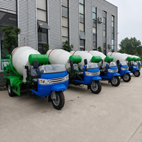 Tricycle bétonnière mini 3 roues 2m³ diesel pour le transport de ciment sur sites de construction ruraux étroits