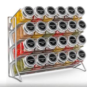 Étagère à épices rotative à quatre niveaux en fil métallique pour rangement d'assaisonnements de cuisine, idéale pour placard - Product Image 1