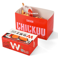Emballage de fast-food coréen poulet frit à emporter boîte togo avec puce de hamburger en papier plié avec logo personnalisé
