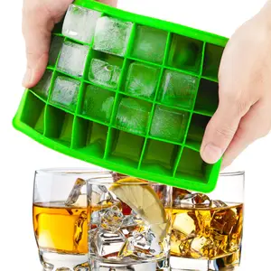 24 Cubes per Tray Silicone Ice Cube Molds with Removable Lid Easy-Release Flexible Ice Cube Tray