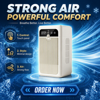 Ventilateur tour évaporatif silencieux avec humidificateur, commande tactile, alimentation USB/batterie